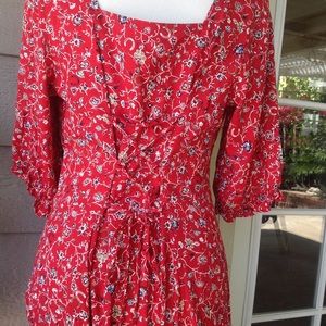 Studio West Dresses - Vintage red Floral Rayon Midi tea length dress Studio West Dresses - Vintage red Floral Rayon Midi tea length dress